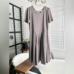 Lularoe Taupe/Black Striped Amelia Dress Size XL